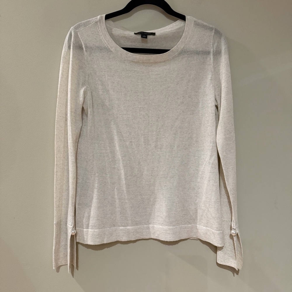 Ann Taylor Wool Blend Off White Sweater